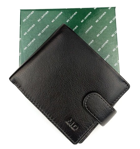 Мужской кожаный кошелек для документов MD Leather MD-22-208 (JZ6723) черный купить недорого в Ты Купи