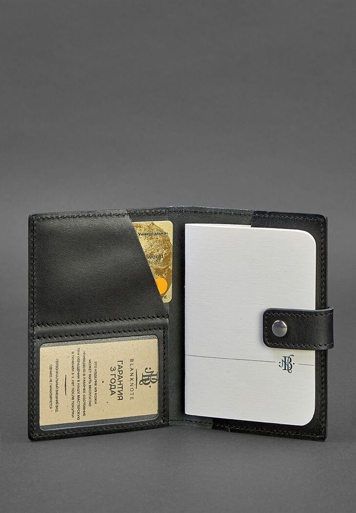 Шкіряна обкладинка для паспорта BlankNote 5.0 (з віконцем) чорна BN-OP-5-G купити недорого в Ти Купи