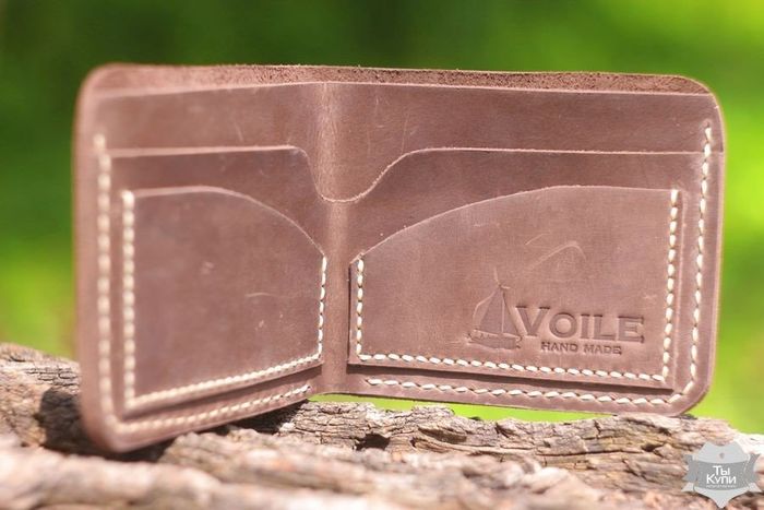 Мужской кожаный бумажник ручной работы VOILE vl-mw2-brn-beg купить недорого в Ты Купи
