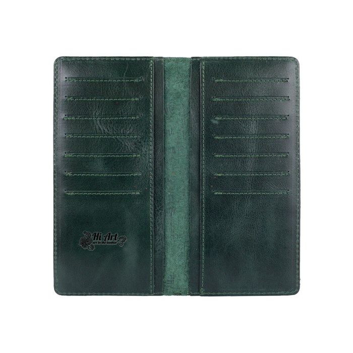 Кожаный бумажник Hi Art Mehendi Classic WP-02-C19-5406-T006 Зелёный купить недорого в Ты Купи