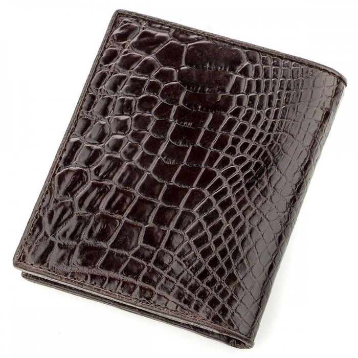 Чоловічий гаманець зі шкіри крокодила CROCODILE LEATHER 18529 Коричневий купити недорого в Ти Купи