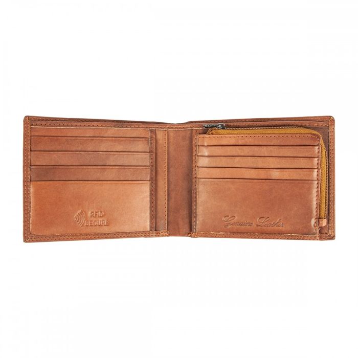 Шкіряний чоловічий гаманець Ridgeback JBNC39MN Tan (Рудий) купити недорого в Ти Купи
