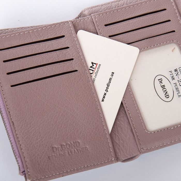 Шкіряний жіночий гаманець Classik DR. BOND WN-23-18 pink-purple купити недорого в Ти Купи
