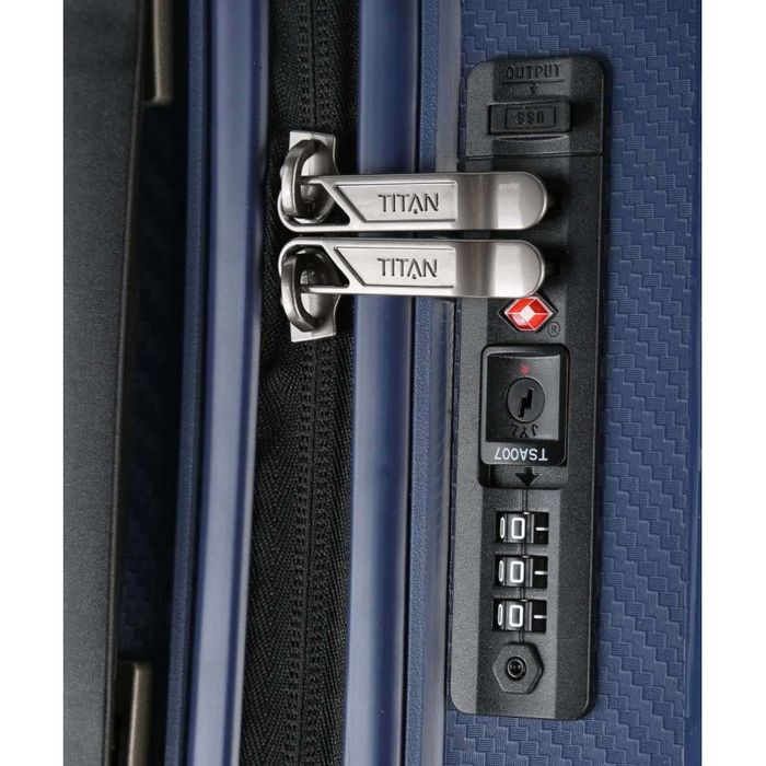 Чемодан с USB Titan 37x55x23 см COMPAX/Navy S Ti844406-20 купить недорого в Ты Купи