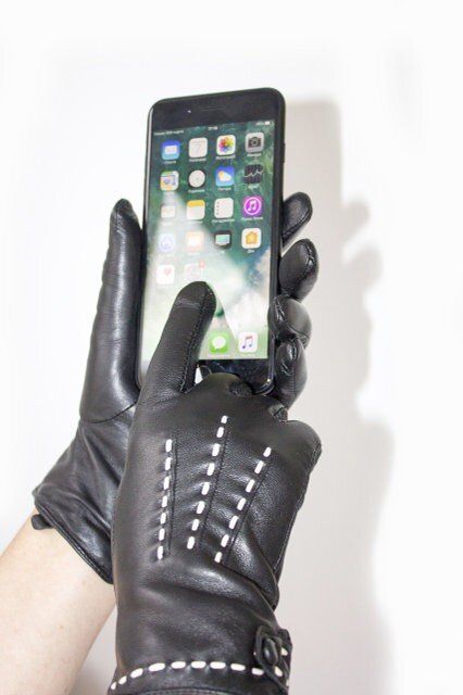 Жіночі шкіряні сенсорні рукавички Shust Gloves 715 купити недорого в Ти Купи