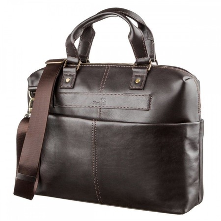 Мужская тёмно-коричневая кожаная сумка для ноутбука SHVIGEL 11247 купить недорого в Ты Купи