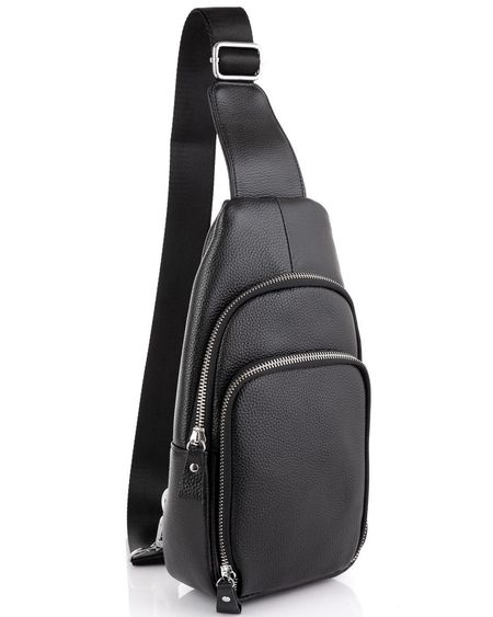 Кожаный черный слинг через плечо Tiding Bag A25F-5058A купить недорого в Ты Купи