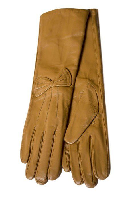 Женские светло-коричневые кожаные длинные перчатки Shust Gloves купить недорого в Ты Купи
