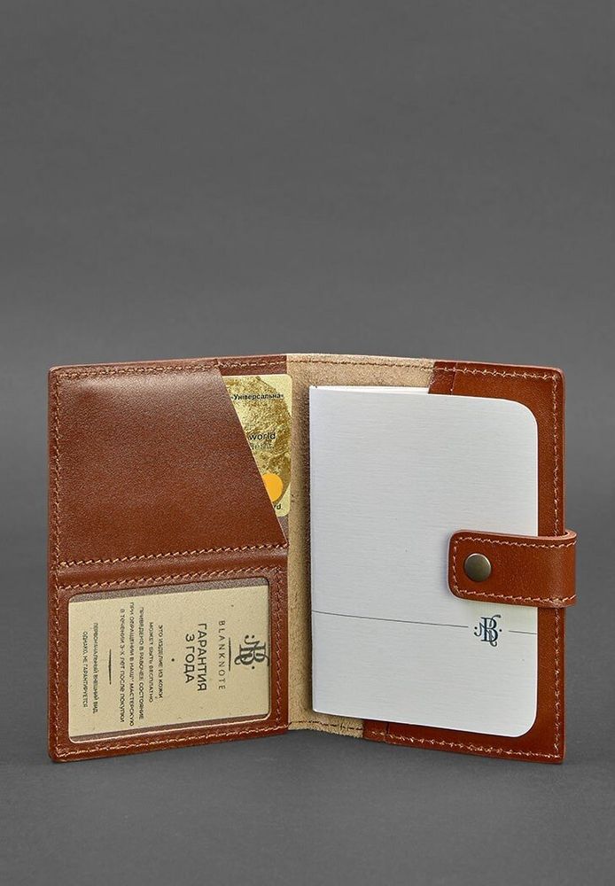 Обложка на паспорт из кожи BlankNote 5.0 (с окошком) светло-коричневая BN-OP-5-K купить недорого в Ты Купи