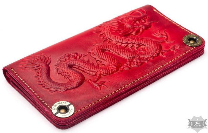 Женский кошелек ручной работы Gato Negro Dragon красный купить недорого в Ты Купи
