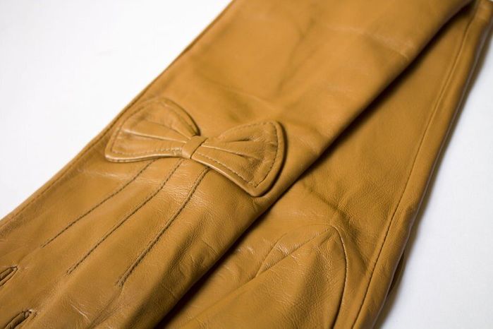 Женские светло-коричневые кожаные длинные перчатки Shust Gloves купить недорого в Ты Купи