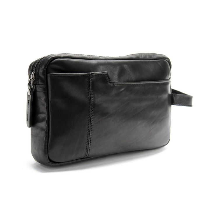Клатч великий із натуральної шкіри чорного кольору Tiding Bag M39-763A купити недорого в Ти Купи