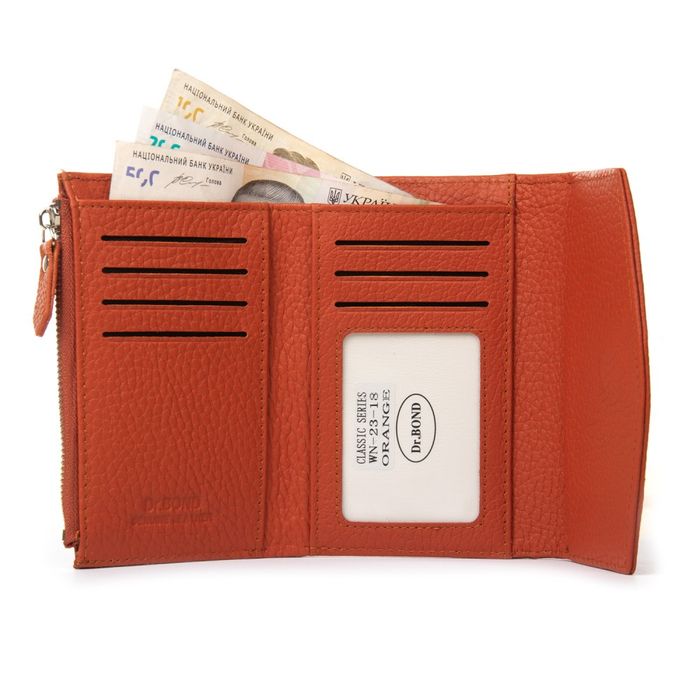 Женский кожаный кошелек Classik DR. BOND WN-23-18 orange купить недорого в Ты Купи
