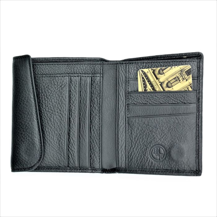 Чоловічий шкіряний гаманець Weatro 12 х 10 х 2 см Чорний wtro-nw-163-15-2-02 купити недорого в Ти Купи