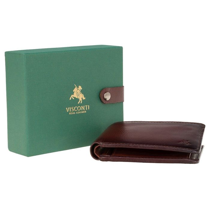 Шкіряний чоловічий гаманець Visconti AT60 Arthur c RFID (Burnish Tan) купити недорого в Ти Купи