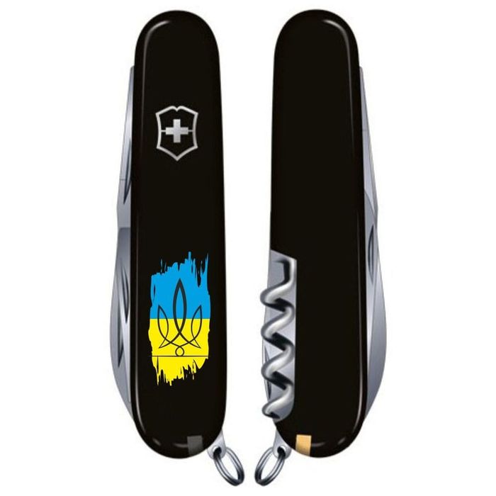 Складной нож Victorinox SPARTAN UKRAINE Трезубец фигурный на фоне флага 1.3603.3_T1026u купить недорого в Ты Купи