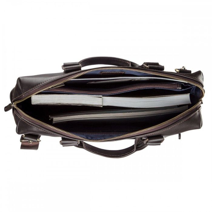 Мужская тёмно-коричневая кожаная сумка для ноутбука SHVIGEL 11247 купить недорого в Ты Купи