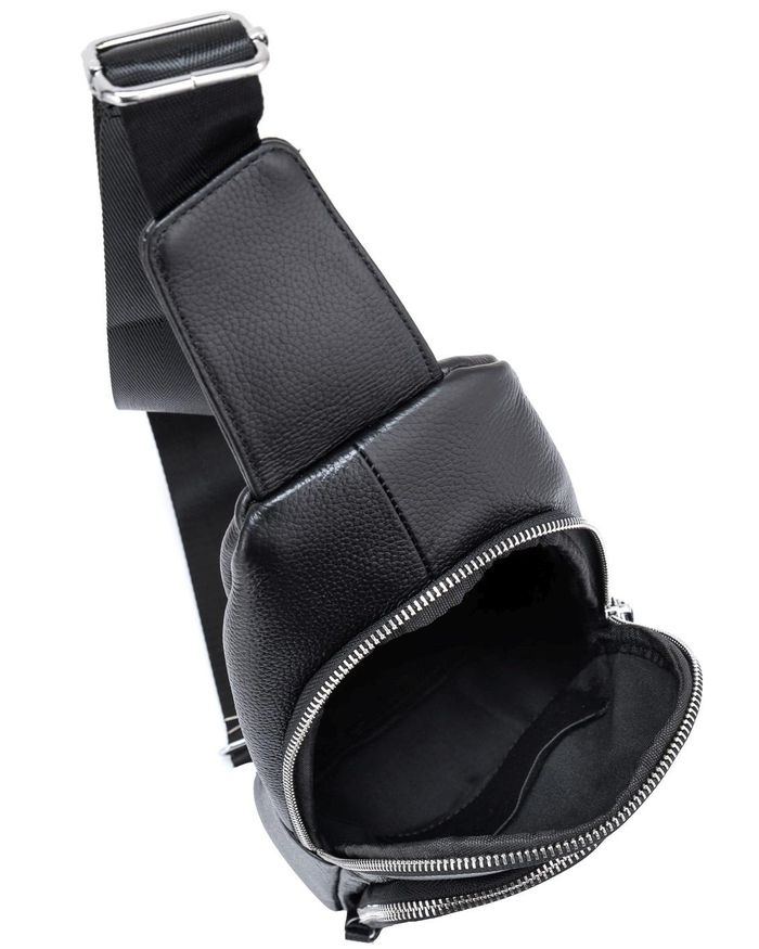 Кожаный черный слинг через плечо Tiding Bag A25F-5058A купить недорого в Ты Купи
