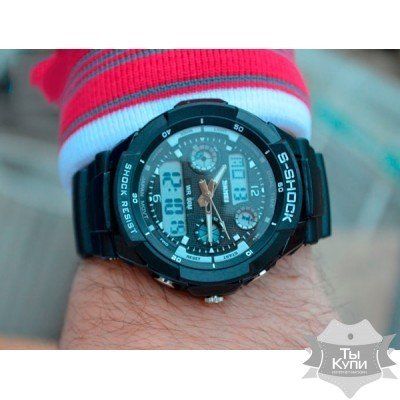 Чоловічий спортивний годинник Skmei S-Shock Black (1207) купити недорого в Ти Купи