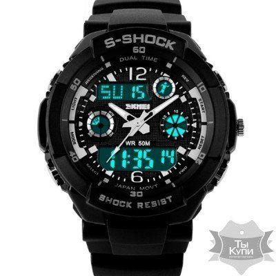 Мужские спортивные часы Skmei S-Shock Black (1207) купить недорого в Ты Купи