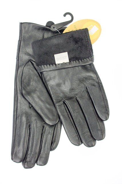 Женские черные перчатки из натуральной кожи Shust Gloves L купить недорого в Ты Купи