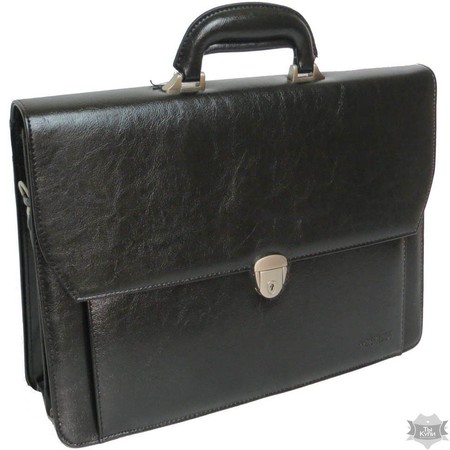 Мужской черный элегантный портфель из кожзама 4U CAVALDI B027C2 black купить недорого в Ты Купи