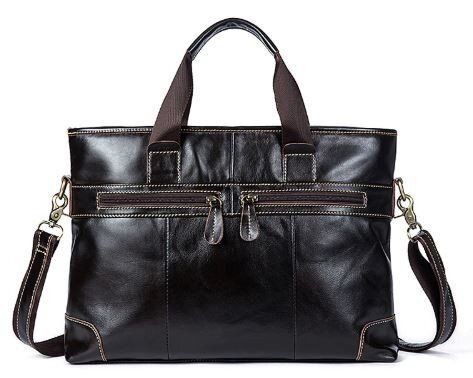 Мужская кожаная  сумка Vintage 14890 Темно-коричневый купить недорого в Ты Купи