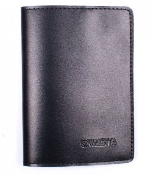 Шкіряна чорна обкладинка для паспорта Valenta ОУ199541 купити недорого в Ти Купи