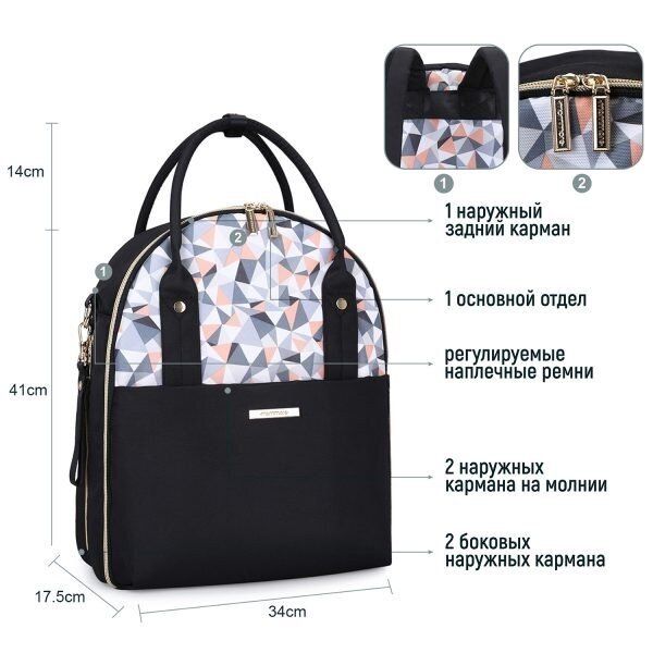 Сумка-рюкзак для мами чорна MOMMORE (0090208A001) купити недорого в Ти Купи