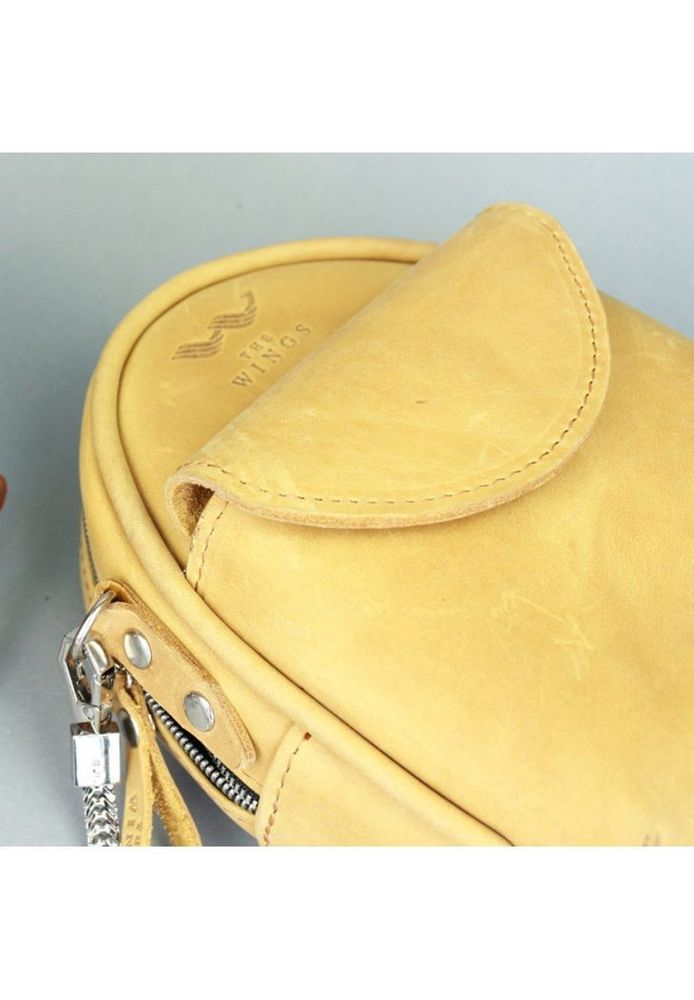 Шкіряна жіноча сумка міні The Wings Kroha жовта вінтажна TW-KROHA-YELL-CRZ купити недорого в Ти Купи