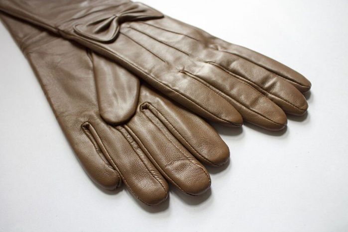 Женские коричневые кожаные длинные перчатки Shust Gloves купить недорого в Ты Купи