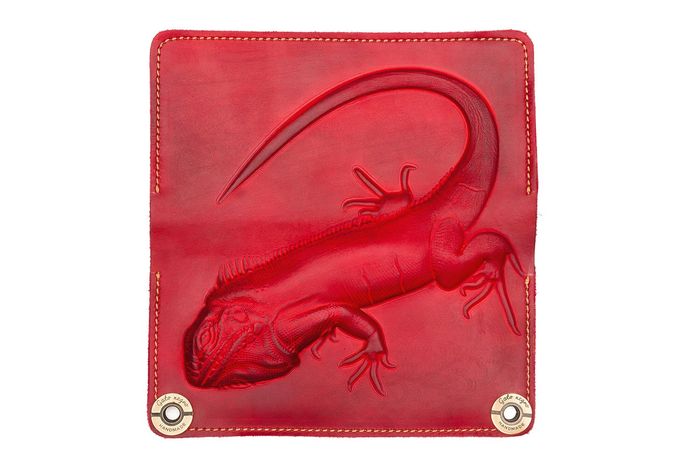 Женский кошелек ручной работы Gato Negro Iguana красный купить недорого в Ты Купи