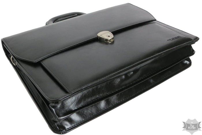 Мужской черный элегантный портфель из кожзама 4U CAVALDI B027C2 black купить недорого в Ты Купи