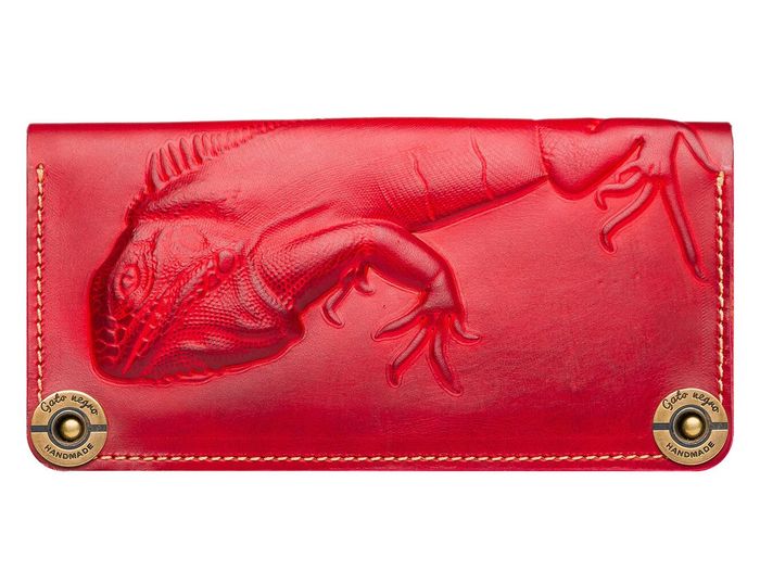 Женский кошелек ручной работы Gato Negro Iguana красный купить недорого в Ты Купи