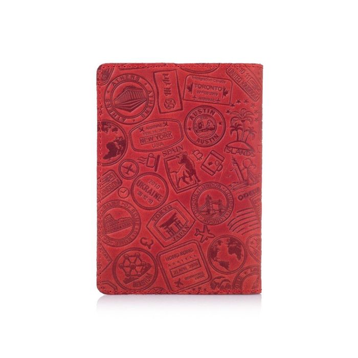 Шкіряна обкладинка на паспорт HiArt PC-01 7 Let's Go Travel червона Червоний купити недорого в Ти Купи