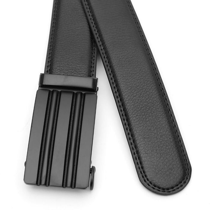 Мужской кожаный ремень с пряжкой автомат V1GKX01-black купить недорого в Ты Купи