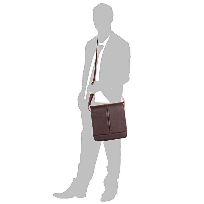 Чоловіча коричнева містка сумка-почтальонка з якісного шкірозамінника BONIS купити недорого в Ти Купи