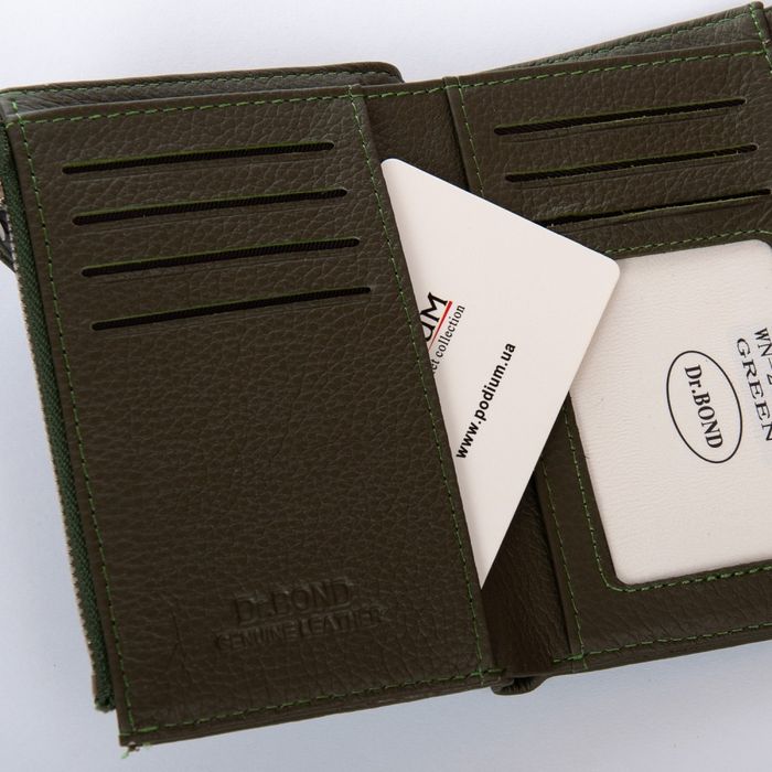 Шкіряний жіночий гаманець Classik DR. BOND WN-23-18 green купити недорого в Ти Купи