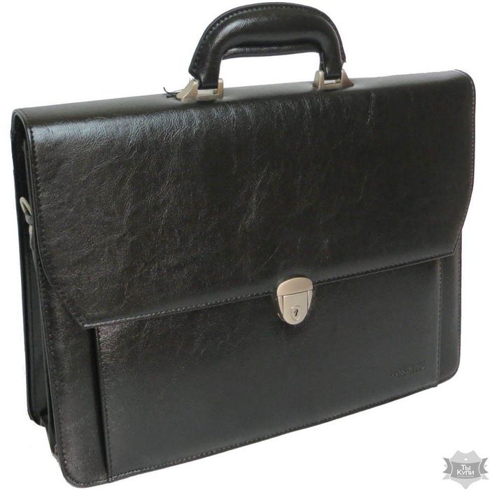 Чоловічий чорний елегантний портфель зі шкірозамінника 4U CAVALDI B027C2 black купити недорого в Ти Купи