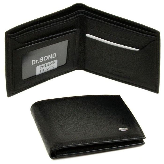 Качественный мужской бумажник Dr.Bond черный M60 black купить недорого в Ты Купи