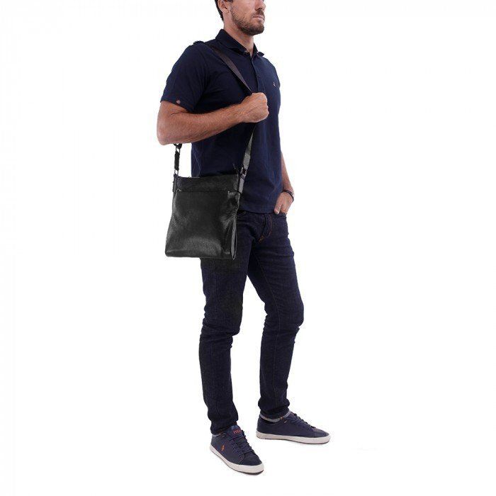 Чоловіча шкіряна сумка-планшет TIDING BAG a25-8850a Чорний купити недорого в Ти Купи
