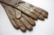 Жіночі коричневі шкіряні довгі рукавички Shust Gloves