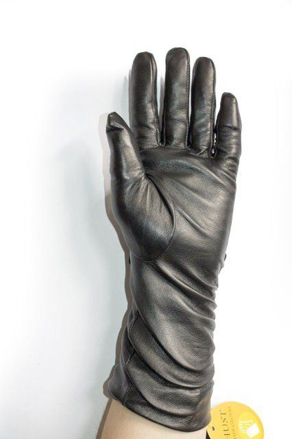 Жіночі чорні шкіряні довгі рукавички Shust Gloves купити недорого в Ти Купи