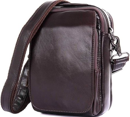 Чоловіча шкіряна сумка Vintage 14544 Темно-коричневий купити недорого в Ти Купи