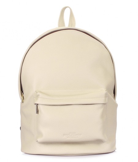 Стильный городской кожаный рюкзак Poolparty backpack-leather-beige купить недорого в Ты Купи