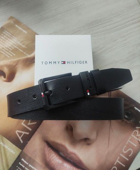 Мужской ремень Tommy с черной пряжкой в коробке tom017 купить недорого в Ты Купи