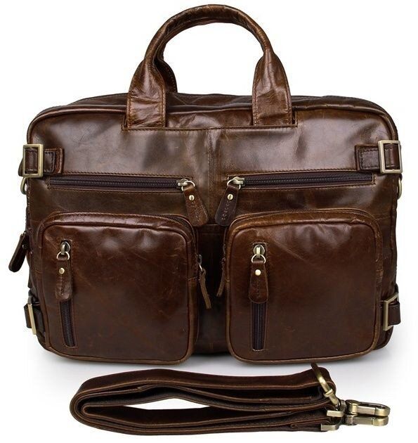 Деловая кожаная сумка-трансформер Vintage 14074 Коричневый купить недорого в Ты Купи