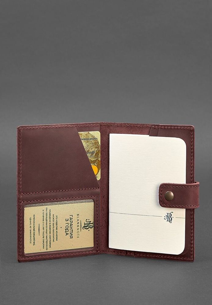 Обложка на паспорт из кожи BlankNote 5.0 (с окошком) бордовая Crazy Horse BN-OP-5-VIN-KR купить недорого в Ты Купи