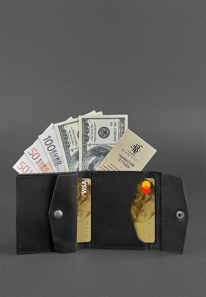 Жіночий шкіряний гаманець BlankNote 2.1 чорний Crazy Horse BN-W-2-1-G-KR купити недорого в Ти Купи