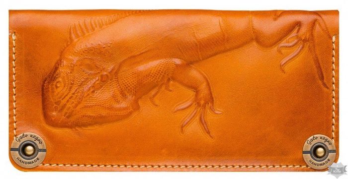Женский кошелек ручной работы Gato Negro Iguana оранжевый купить недорого в Ты Купи